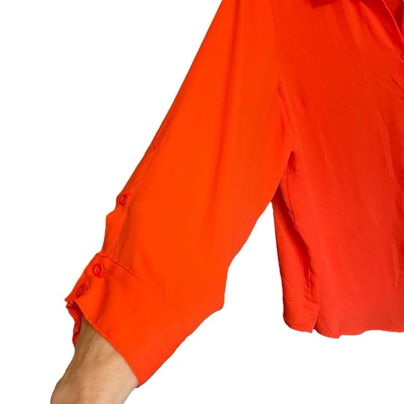 Torrid Dark Coral/Orange Button-Up Blouse-Front Pocket-Drapes in Back-Size 4X - Picture 3 of 13